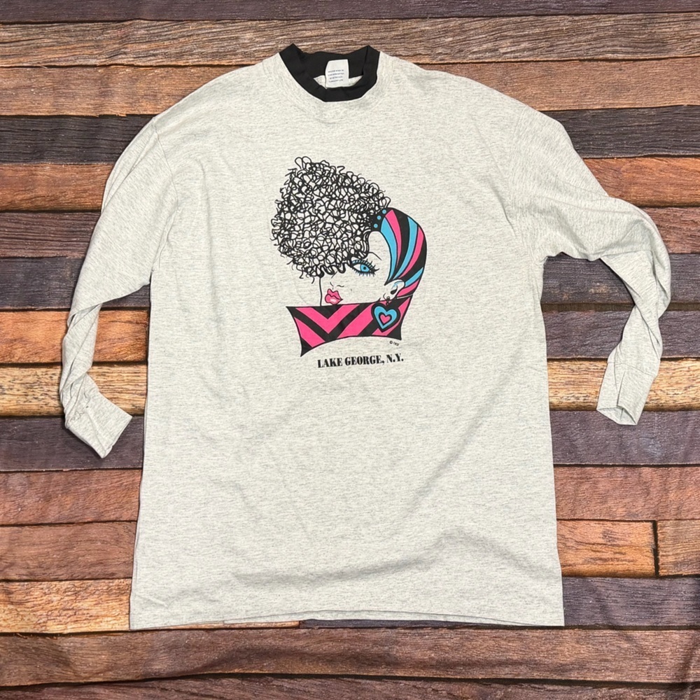 Vintage 90s Lake George New York Travel Tourism Long Sleeve Tshirt